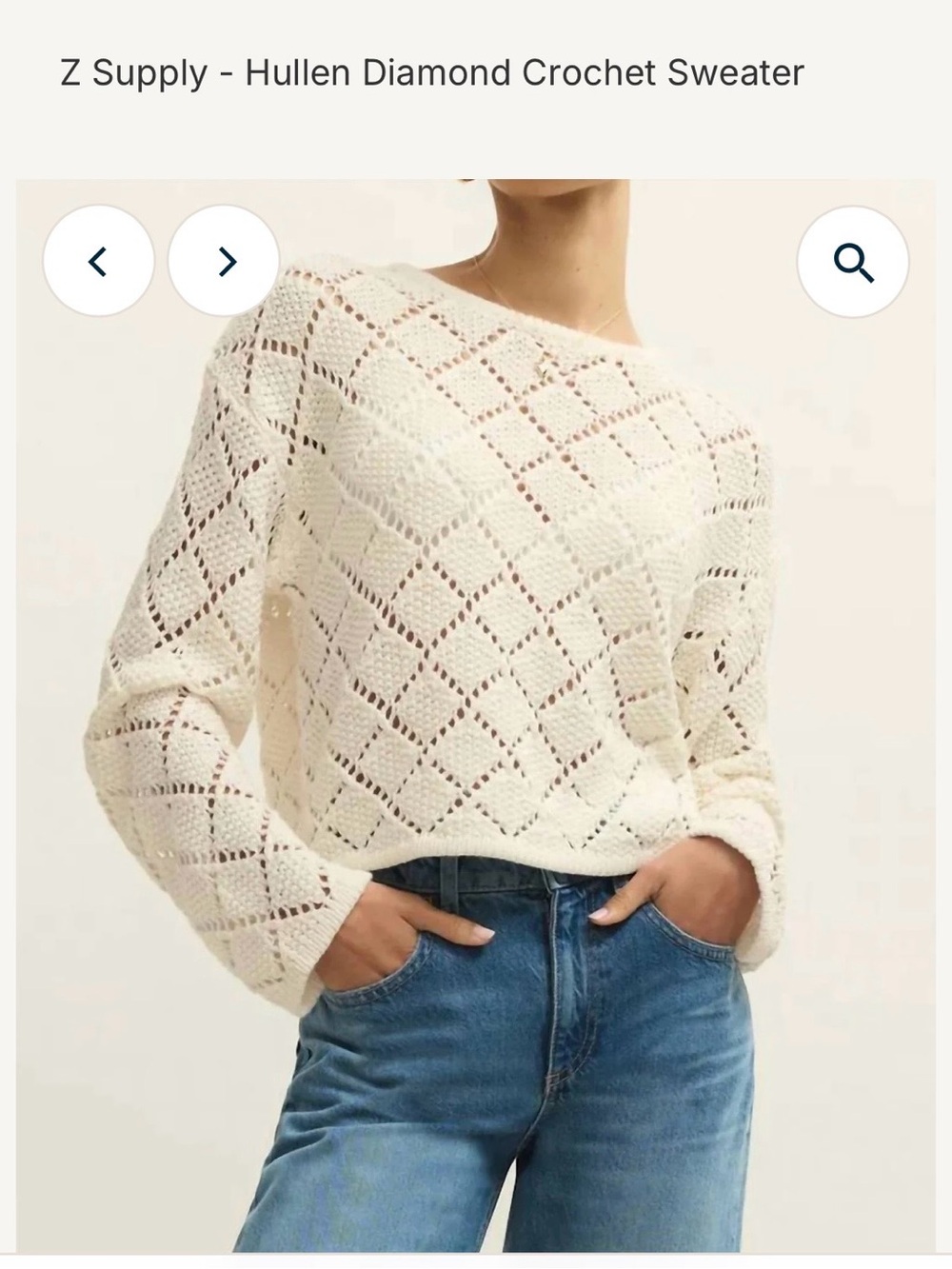 Z Supply Hullen Diamond Crochet Sweater NWOT